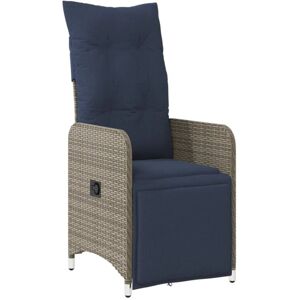 Vidaxl - Reclining Garden Chair with Cushions Grey Poly Rattan