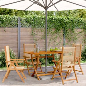 Bonnevie - Reclining Garden Chairs 4 pcs,Outdoor Chair Beige Solid Wood Acacia VSVS253718