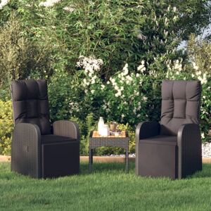 BONNEVIE Reclining Garden Chairs with Cushions 2 pcs,Outdoor Chair Black Poly Rattan VSVS984279