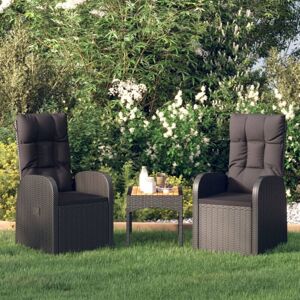 Bonnevie - Reclining Garden Chairs with Cushions 2 pcs,Outdoor Chair Black Poly Rattan VSVS992002