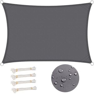 Tinor - Rectangular Shade Sail 2x3 m Waterproof Anti 93% uv Water Resistant Wind Protection Polyester with uv Protection for Garden Patio Camping Grey