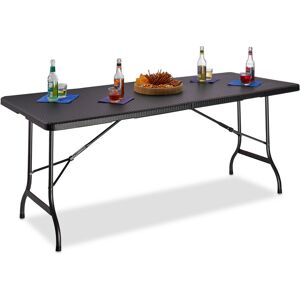 Relaxdays - bastian Folding Garden Table, Large, with Handle, Camping Table, HxWxD: 72 x 178 x 74 cm, Black