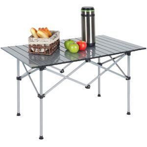 Relaxdays - Camping Table, Folding, hwd: 55 x 95 x 53 cm, Travel & Picnic, Portable Outdoor Furniture, Steel, Silver
