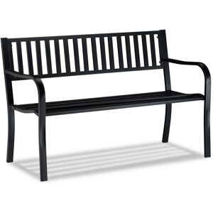 Relaxdays - Garden Bench, Comfortable 2 Seater, Weatherproof Metal bank, For Patio, Balcony, etc, hwd 82 x 127.5 x 59.5 cm, Black
