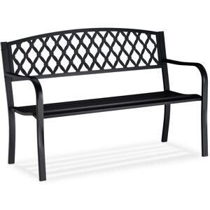 Relaxdays - Garden Bench, Comfortable 2 Seater, Wicker Look, For Patio, Balcony, etc, hwd 86.5 x 127.5 x 58.5 cm, Black