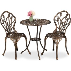 Relaxdays - Garden Bistro Set, 3-Piece, Table & 2 Chairs, Antique Style, Patio Furniture, Outdoor Dining, Black/Bronze