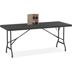 Relaxdays - Garden Table, Foldable, hwd: 72 x 180 x 74 cm, Plastic, Steel, Weatherproof, Fits 8 People, Camping, Black