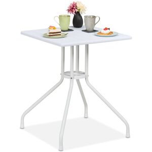 Relaxdays - Balcony Table, hwd: 73 x 62 x 62 cm, for Outdoors, Wood Look, Plastic, Metal, Patio or Terrace Square, White