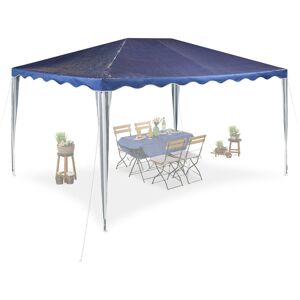 Relaxdays - Gazebo, HxWxD: 2.5x3x4 m, Plastic, Steel, Frame, Waterproof, Roof, Garden, Party, Tent, Marquee, Darkblue