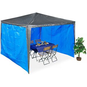 Relaxdays - Gazebo Side Panels, 3x Set, 2x3m, Waterproof, Easy Fastener, Roof, Party Tent, Plastic, No Window, Blue