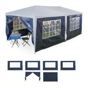 Relaxdays Gazebo Side Panels, 6x Set, 2x3m, Waterproof, Easy Fastener, Roof, Party Tent, Plastic, Window, Darkblue