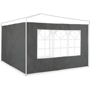 Relaxdays - gazebo side panels, set of 2, marquee side wall with window, waterproof, pe, pvc, pergola covers, grey