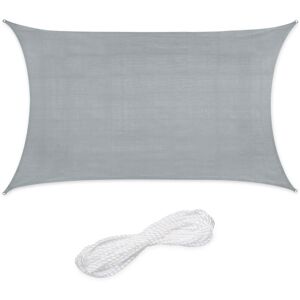 Relaxdays - Sun Sail Shade, Triangular Awning, 3 x 4 m, hdpe Fabric, for Patio & Garden, with Tensioning Ropes, Light Grey