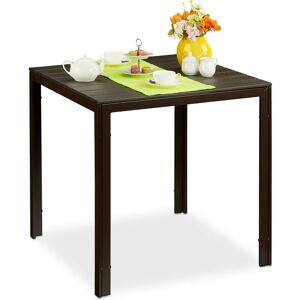 Garden Table, Square, Wood Effect, Outdoors, Patio & Balcony, Alfresco Dining, 74.5 x 77.5 x 77.5 cm, Brown - Relaxdays