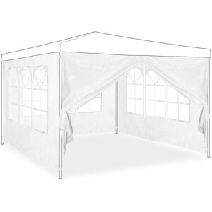 Relaxdays gazebo side panels, set of 4, marquee side wall, waterproof, with window, PVC/PE fabric, pergola covers, white