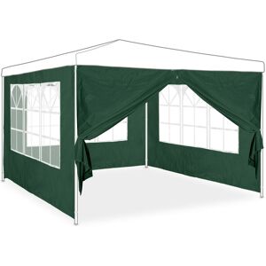 Relaxdays - gazebo side panels, set of 4, marquee side wall, waterproof, with window, pvc/pe fabric, pergola covers, green