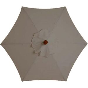 TINOR Replacement Parasol Cover - 6 Ribs - 3M - Waterproof - Anti-Ultraviolet - Replacement Fabric (3M / 9.8Ft,Khaki)