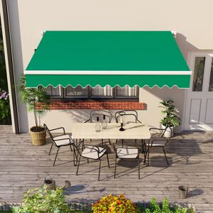 Green Bay - Retractable Green Garden Manual Patio Awning Canopy Sun Shade Shelter 4x3M