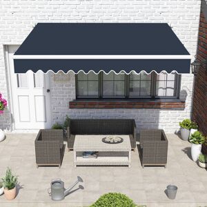 Green Bay - Retractable Manual Awning Patio Garden Canopy Sun Shade Shelter Blue 3x2.5M