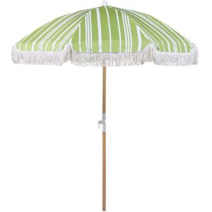 Beliani - Retro Garden Market Parasol Outdoor Umbrella Beech Wood Pole Green and White Mondello
