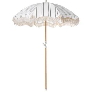Beliani - Retro Garden Market Parasol Outdoor Umbrella Beech Wood Pole White and Black Mondello