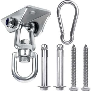 YMYNY Robust ceiling hook for hanging (1 piece) - 360° rotating ceiling hook made of stainless steel with screws - 400 kg load capacity for hammocks,