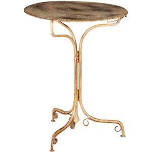 Biscottini - round folding table in wrought iron antique cream finish