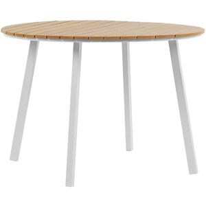 Beliani - Garden Dining Table Light Wood with White Slatted Top Aluminium 105 cm Cavoli