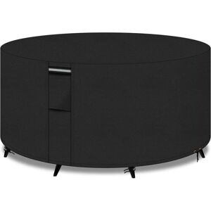 BEIJIYI Round Garden Table Cover with Vents, 600D Oxford Fabric, Waterproof, Windproof, Anti-UV, 102x71cm, Black