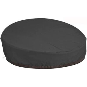 IKODM Round Sofa Bed Cover with Shoulder Strap & Handle, Waterproof Garden Bed Cover, 210D Oxford Round Sun Lounger Cover, Windproof - Black (D228H83cm)