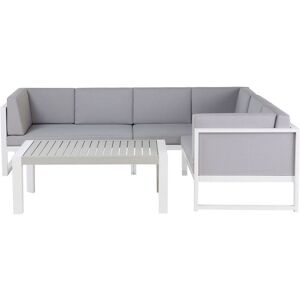 BELIANI Modern Outdoor Lounge Set with Coffee Table White Aluminium Castella