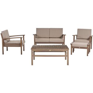 Beliani - Modern Outdoor Garden 5 Piece Dark Acacia Wood Conversation Set Manila