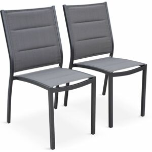 Sweeek - Pair of stackable aluminium garden chairs, Chicago, Anthracite, 47x57x89.5 cm