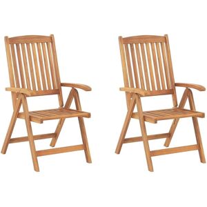 Beliani - Rustic Set of 2 Garden Chairs Light Acacia Wood Folding Bistro Seats Java
