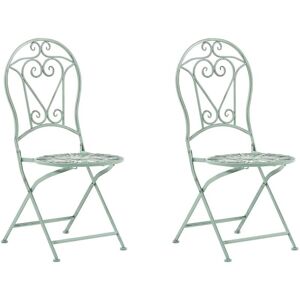 Beliani - Outdoor Set of 2 Chairs Green Metal Vintage Ornaments Albinia
