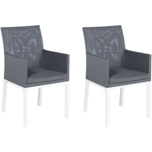 Beliani - Outdoor Garden Upholstered Dining Chair 2pc Set Grey Aluminium Frame Bacoli