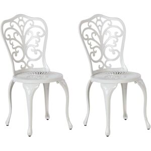 Beliani - Set of 2 Garden Outdoor Vintage Dining Chairs Off-White Aluminium Bistro Triora