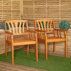Samuel Alexander - Set of 2 Kapalua Outdoor Wooden Garden Slatted Dining Chairs