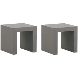 Beliani - Set of 2 Modern Industrial Outdoor Chairs Grey Concrete Steel Frame Taranto