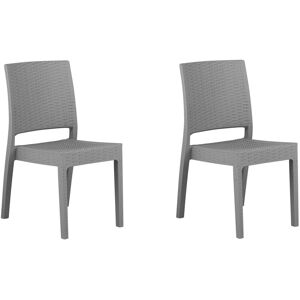 Beliani - Set of 2 Garden Dining Chairs Outdoor Stackable Light Grey Fossano
