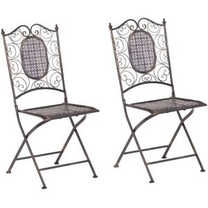 Beliani - Outdoor Garden Set of 2 Metal Chairs Foldable Distressed Black Bormio