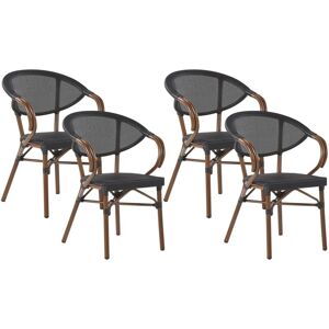 Beliani - Set of 4 Garden Chairs Stacking Aluminium Frame Textile Seat Black Caspri