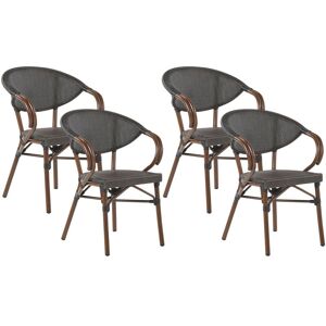 Beliani - Set of 4 Garden Chairs Stacking Aluminium Frame Textile Seat Grey Caspri