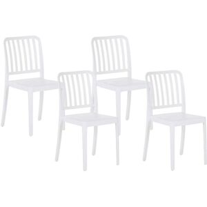 Beliani - Set of 4 Garden Dining Chairs Armless Stacking Weatherproof Plastic White Sersale