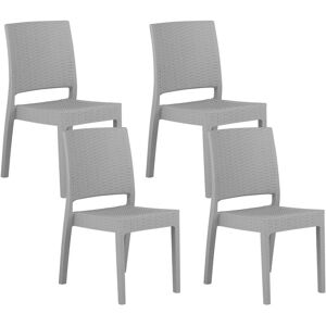 Beliani - Set of 4 Garden Dining Chairs Outdoor Stackable Light Grey Fossano