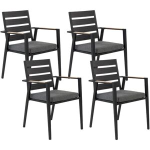BELIANI Set of 4 Garden Chairs with Cushions TAVIANO Metal Black