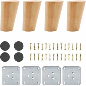 HÉLOISE Set of 4 Wooden Furniture Legs, 8cm Replacement Sofa Legs, Coffee Table Legs, for Bed, Cupboard, Bench, tv Cabinet, Cabinet, with Accessories(Slanted