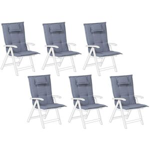 Beliani - Set of 6 Outdoor Garden Chair Seat Pad Cushions Polyester Blue Java/Amantea