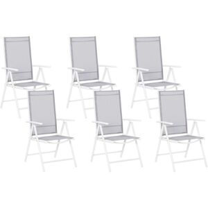 Beliani - Set of 6 Garden Chairs Grey Aluminium Frame Folding Reclining Catania