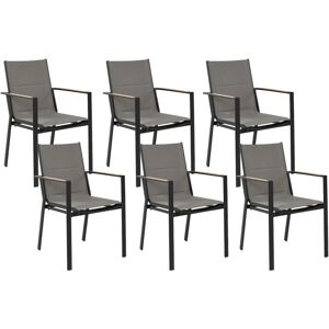 BELIANI Set of 6 Garden Chairs BUSSETO Metal Black
